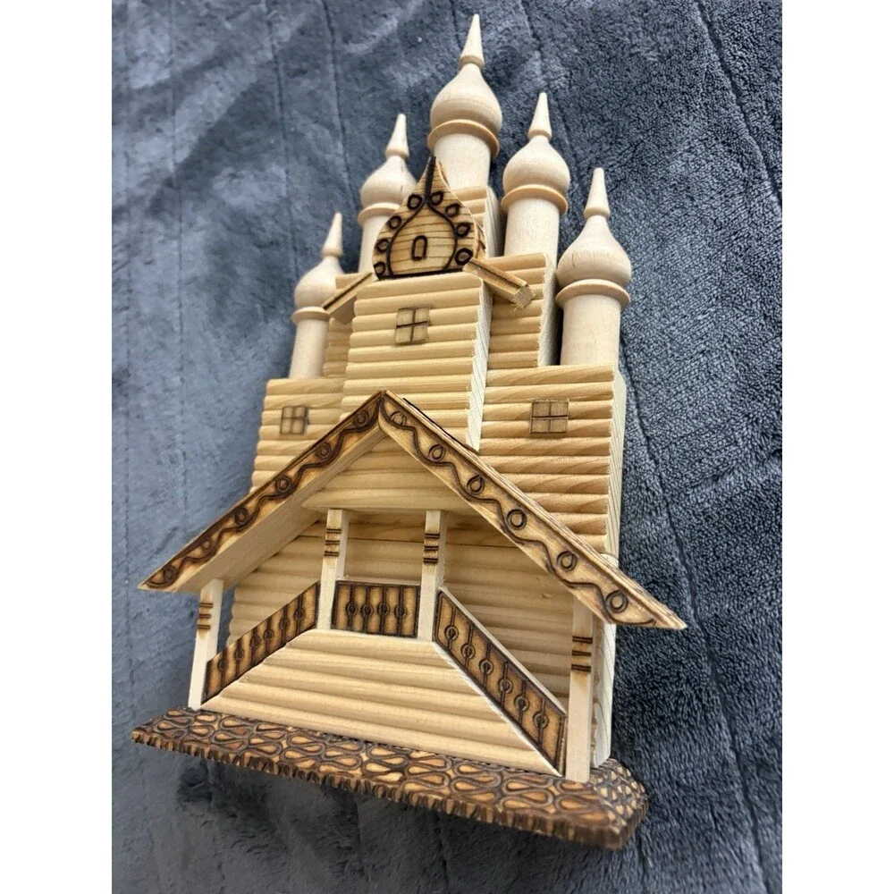 Vintage Soviet Russian Kizhi Wooden Church Model Folk Art Souvenir USSR 10”